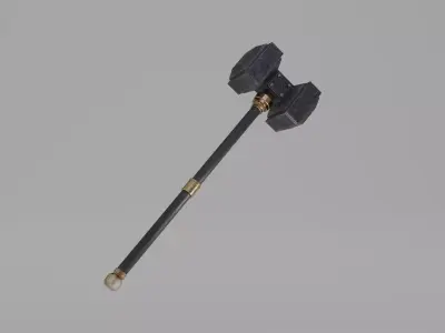 Stylized Battle Warhammer - PBR Game Ready Asset Free low-poly 3D model