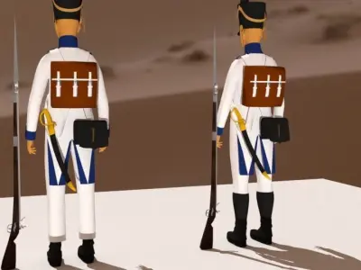 Westphalian soldier and officer  Napoleonic wars Free low-poly 3D model
