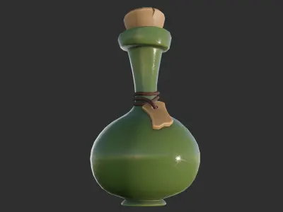 bottle with label Low-poly 3D model