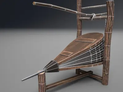 Medieval Blacksmith Bellows with holder Low-poly 3D model