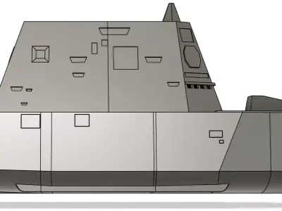 USS Zumwalt DDG 1000 - RC Model 1-96 Scale 3D print model