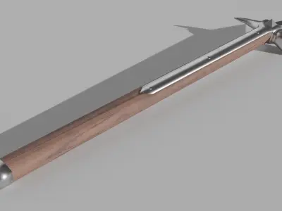 Warhammer wooden hammer with metal handle Low-poly 3D model