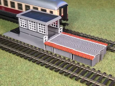 Double Edge Platform Underpass4 1-87 FDM color 3D print model