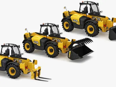 Telehandler JCB 535-125 with Attachments Equipment 3D model