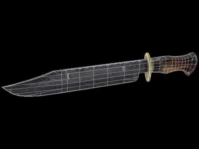 Bowie Knife damascus steel Low-poly 3D model