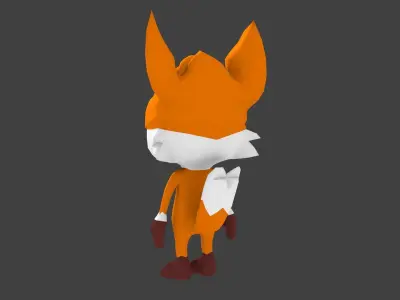 Cute fox low poly rigged Low-poly 3D model