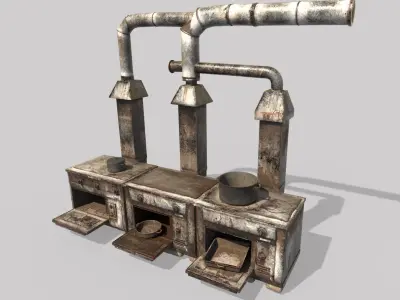 Ruined  Industrial Ovens  3D model