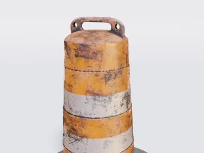 dirty lowpoly traffic Barrel Barricade with pbr textures Low-poly 3D model