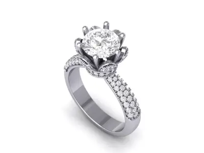 Engagement-ring 3D print model 3