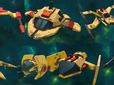 Spaceship lowpoly pack Low-poly 3D model