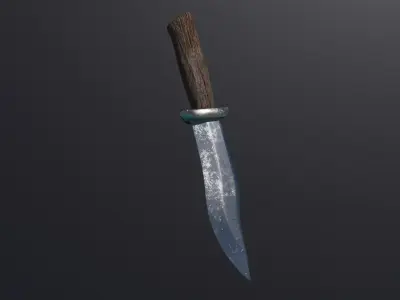 Hunting Knife Low-poly 3D model 2