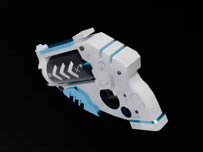 Pistol Low Poly 3D Model Game Ready PBR Quad Topology Low-poly 3D model