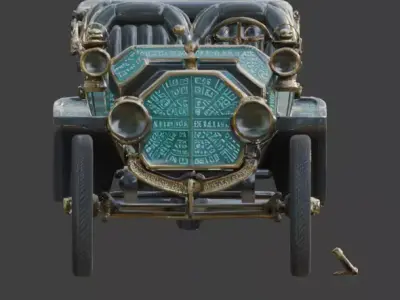 20th Century Alien Monolith Brass Era Car 3d Model Low-poly 3D model