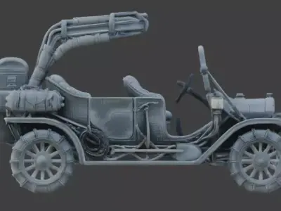 Ancient Arctic Explorer Brass Era Car 3D Model Low-poly 3D model