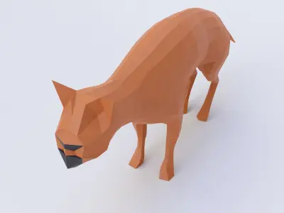 Cat low poly 3d model polygonal hyena Low-poly 3D model