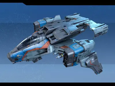 SF Modular Pirate Fighter  Low-poly 3D model