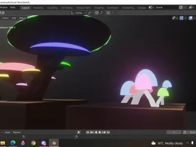 Neon Forest Low poly Asset Pack Free low-poly 3D model