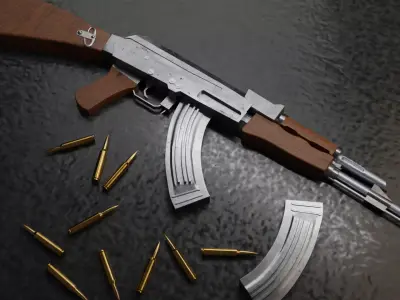 Ak47 Semi HighPoly Low-poly 3D model