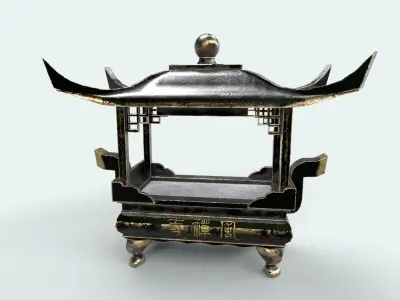 temple-square-censer chinese pagoda Low-poly 3D model