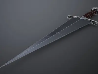 Anelace Dagger Low-poly 3D model