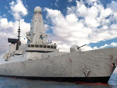  Royal Navy Type 45 Destroyer Rigged 
