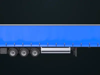 Curtainsider Trailer 4 Variant Collection All PBR Unity Textures Low-poly 3D model