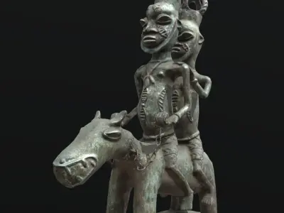 Equestrian Altar Figure onile Low-poly 3D model