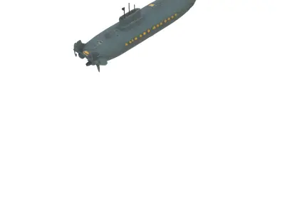 Submarine Low-poly 3D model 3
