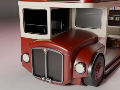 The Bookliner Rolling Library Express Mobile Library Low-poly 3D model