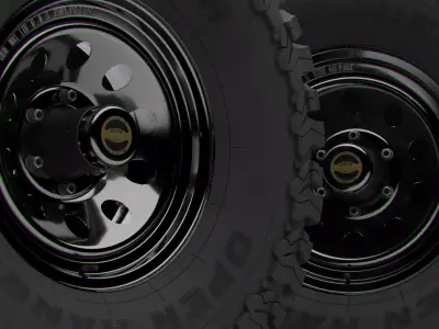 Pickup steel wheels with LODs Low-poly 3D model