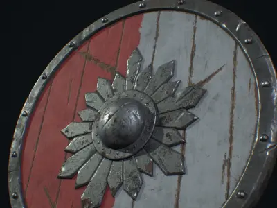 Medieval Weapon Shield -PBR- Game Ready Low-poly 3D model