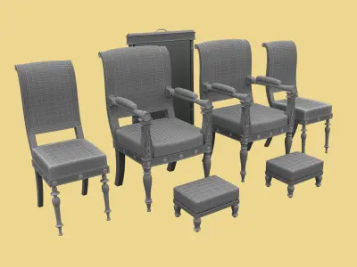 18th century furniture Low-poly 3D model