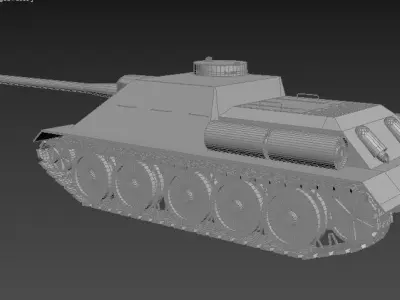 SU-100 piece of machinery Low-poly 3D model