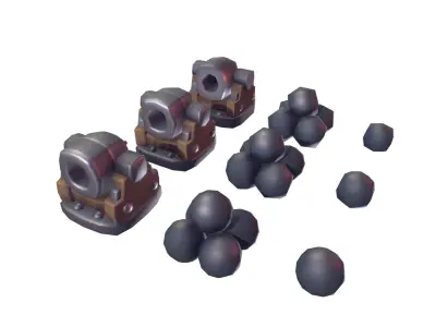 Cube World Cannon - Proto Series Low-poly 3D model