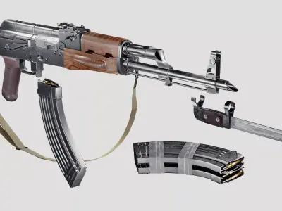 Ak-47 with Extension Models Low-poly 3D model