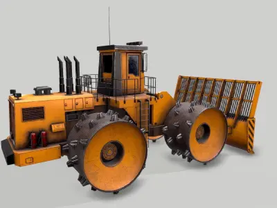 Old Industrial Vehicle Waste Dozer Low-poly 3D model