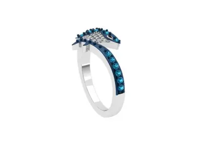 Diamond Accent Shark Ring 3D print model
