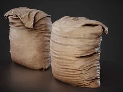 Realistic old burlap bag 02 photo scan Low-poly 3D model