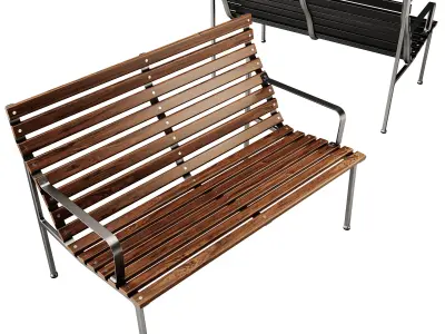 Traverse Garden Bench with armrests with back by Hay 3D model purchase