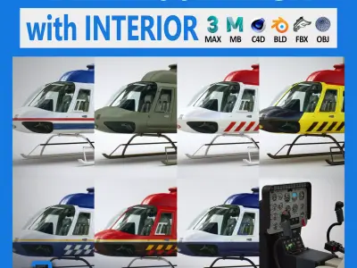Helicopter Bell 206L Pack 3D model