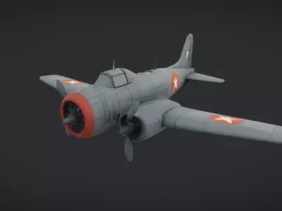 military propeller airplane model 3D model