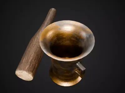 19th Century Mortar and Pestle Low-poly 3D model