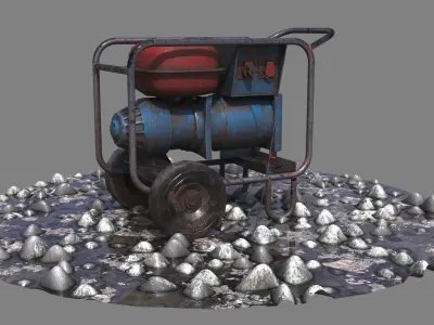 Old Machinery device low poly 3d model Low-poly 3D model