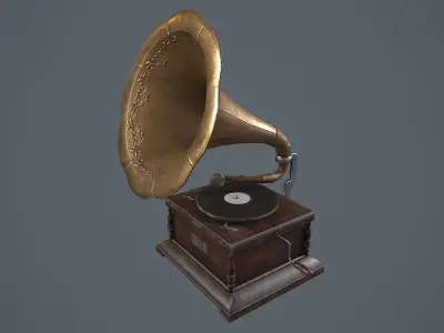 Antique Gramophone Low-poly 3D model