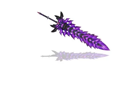 Crystal Flame Big Sword Low-poly 3D model