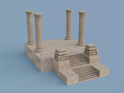 Antique Temple Low-poly 3D model