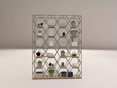Book Shelf with Decoration Free 3D model