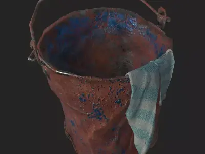 Old tin bucket Low-poly 3D model