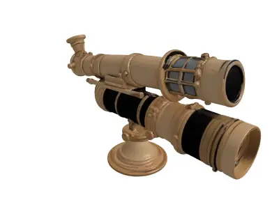 Vintage Brass Astronomical Telescope Model 3D model