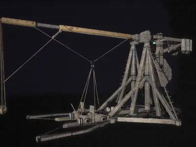 Medieval Trebuchet Low-poly 3D model